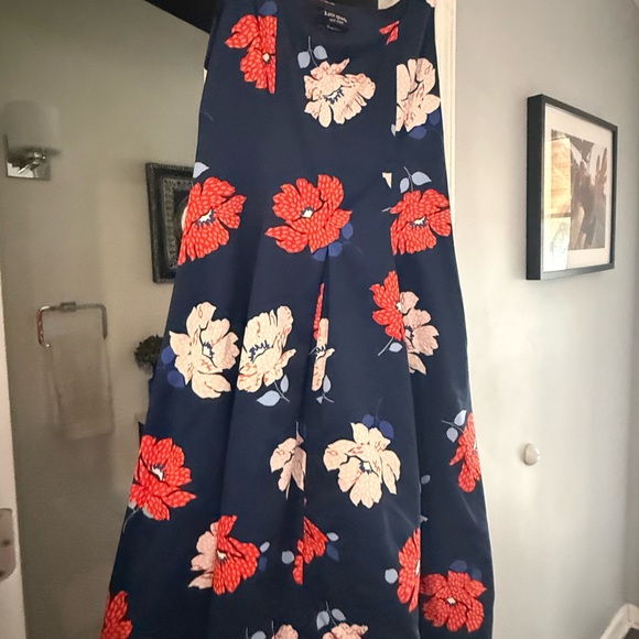 Kate Spade Navy A-Line Dress w/ Red Floral Design Size 10 - Picture 2 of 8